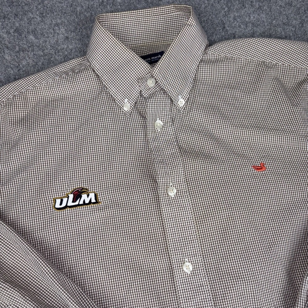 Southern Marsh Button Down‎ Shirt Mens Medium (fits Large) Brown ULM Long Sleeve